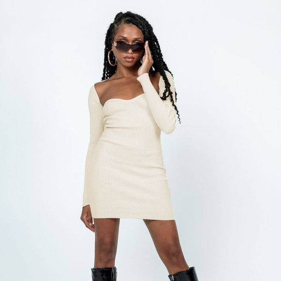 New Without Tags Princess Polly Hellie Mini Dress Cream - Picture 1 of 7